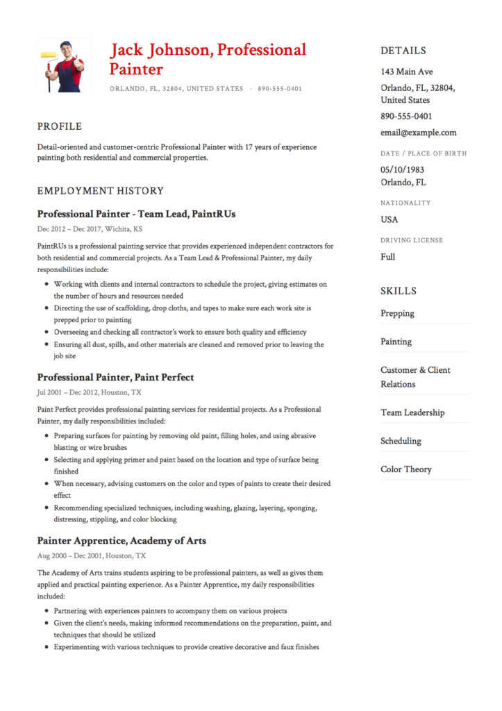 Resume - Commercial Painter