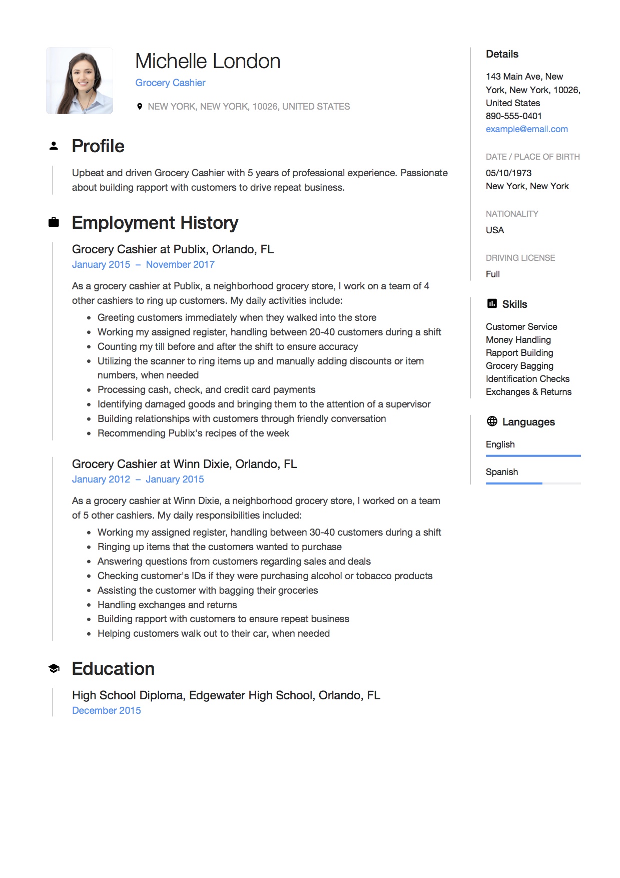 12 Grocery Cashier Resume Sample S 2018 Free Downloads