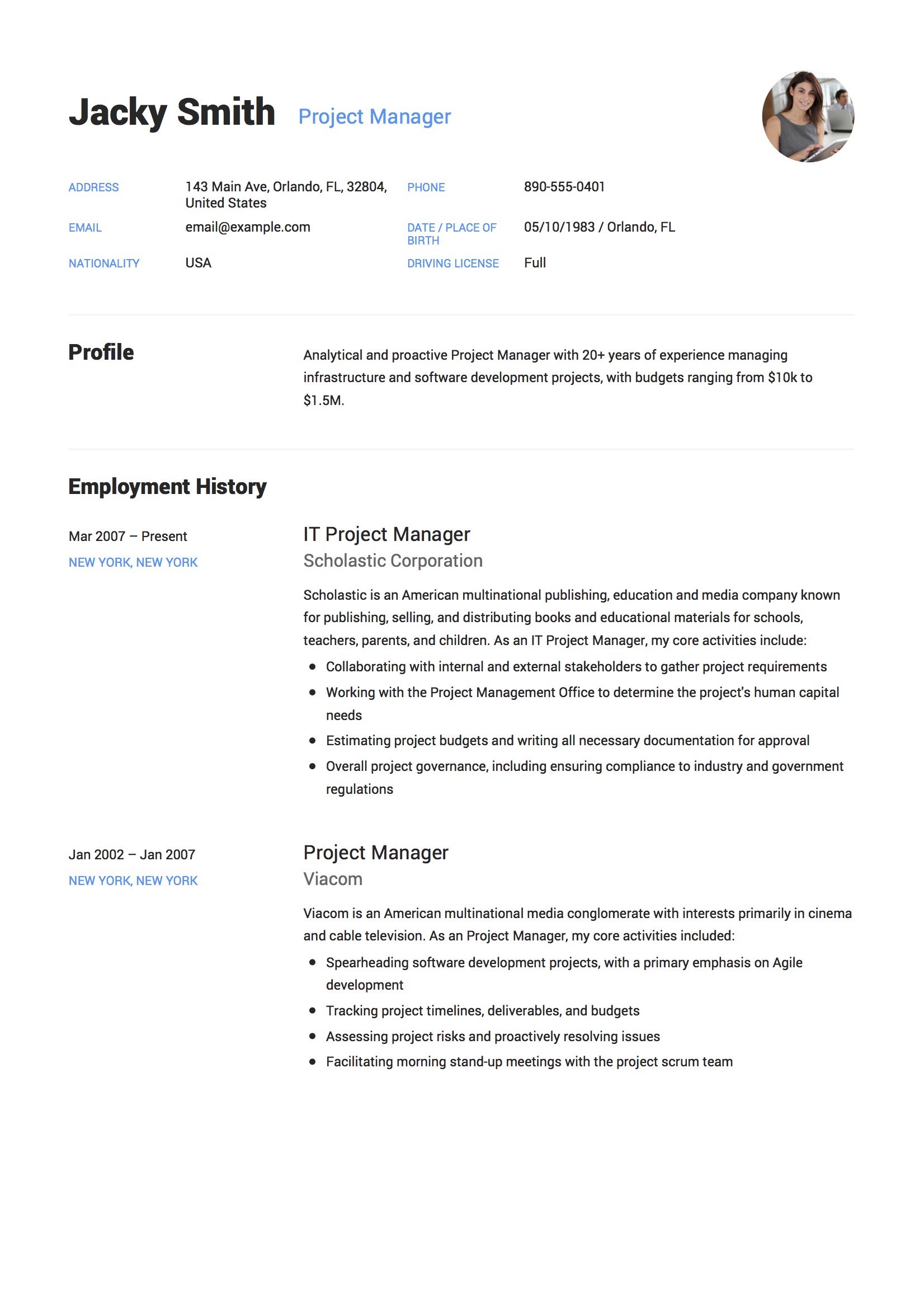Resume Project Manager 1