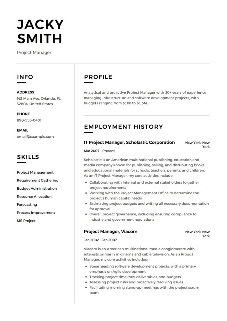 project manager resume  u0026 full guide