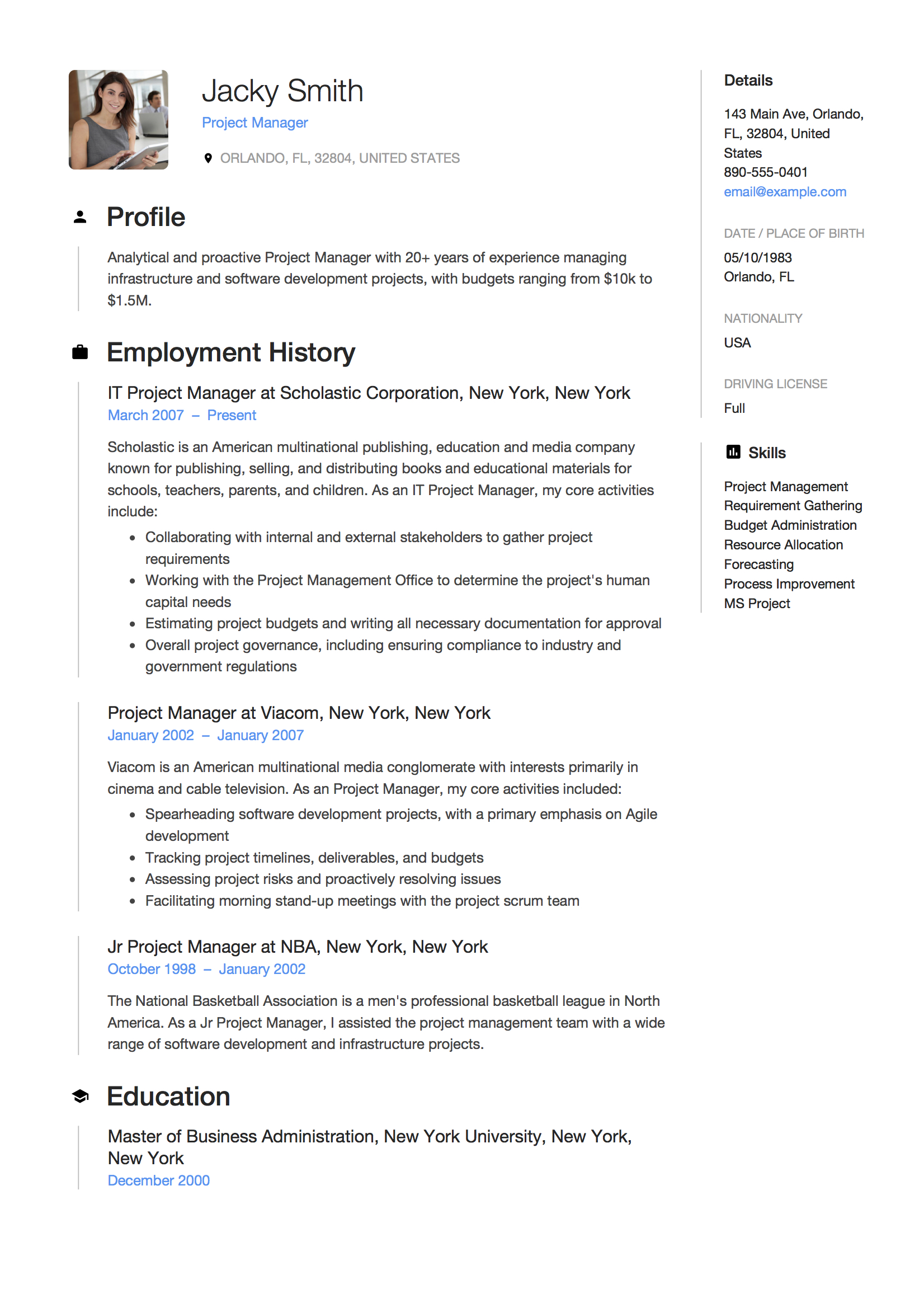 12 project manager resume sample s