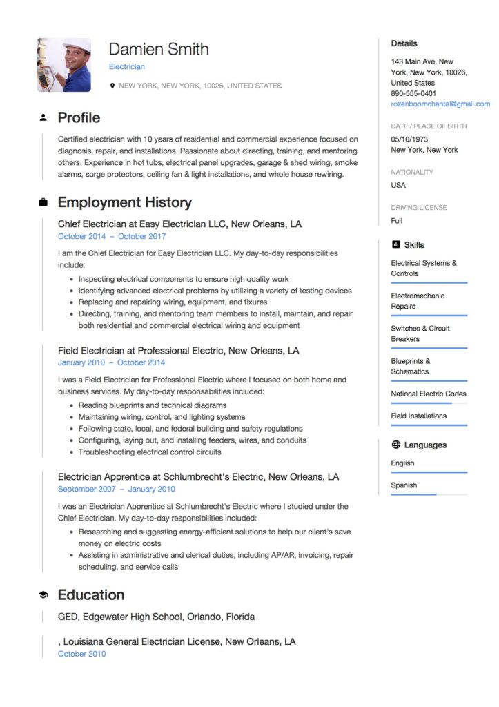 guide  electrician resume samples    12 examples