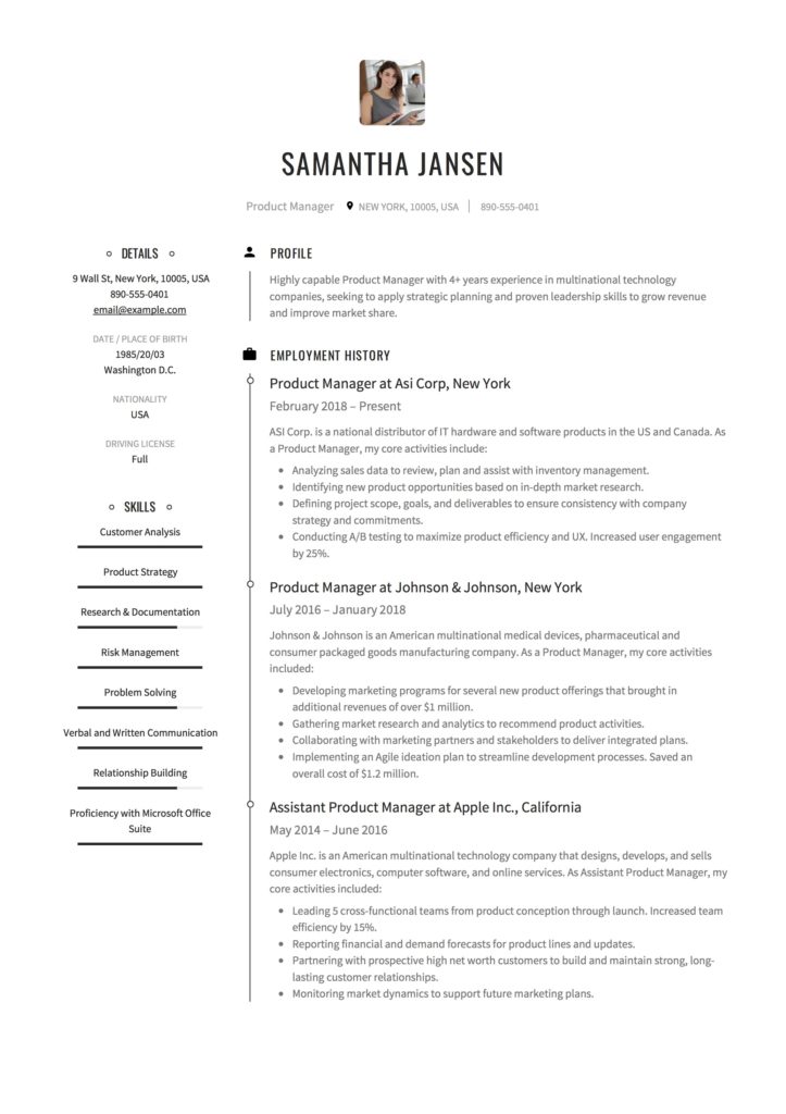 Resume Product Manager
