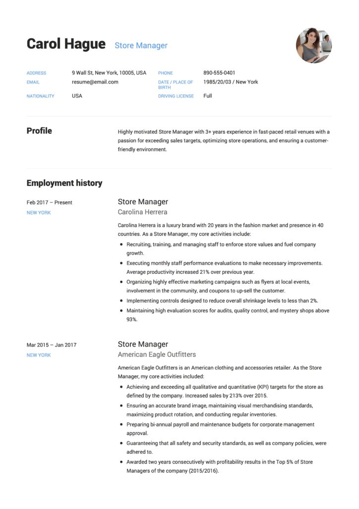 Resume Store Manager