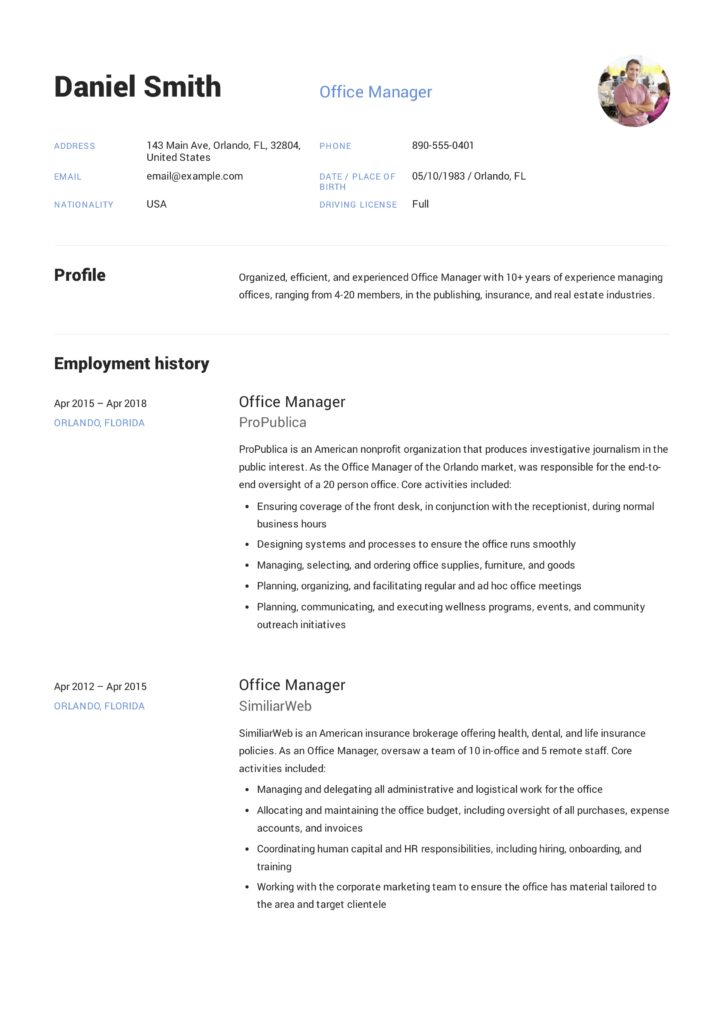 Design Resume Office Manager