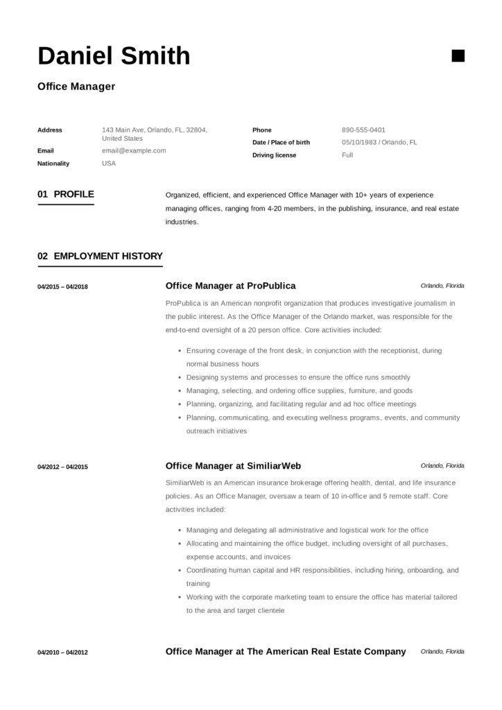 Office Manager Resume
