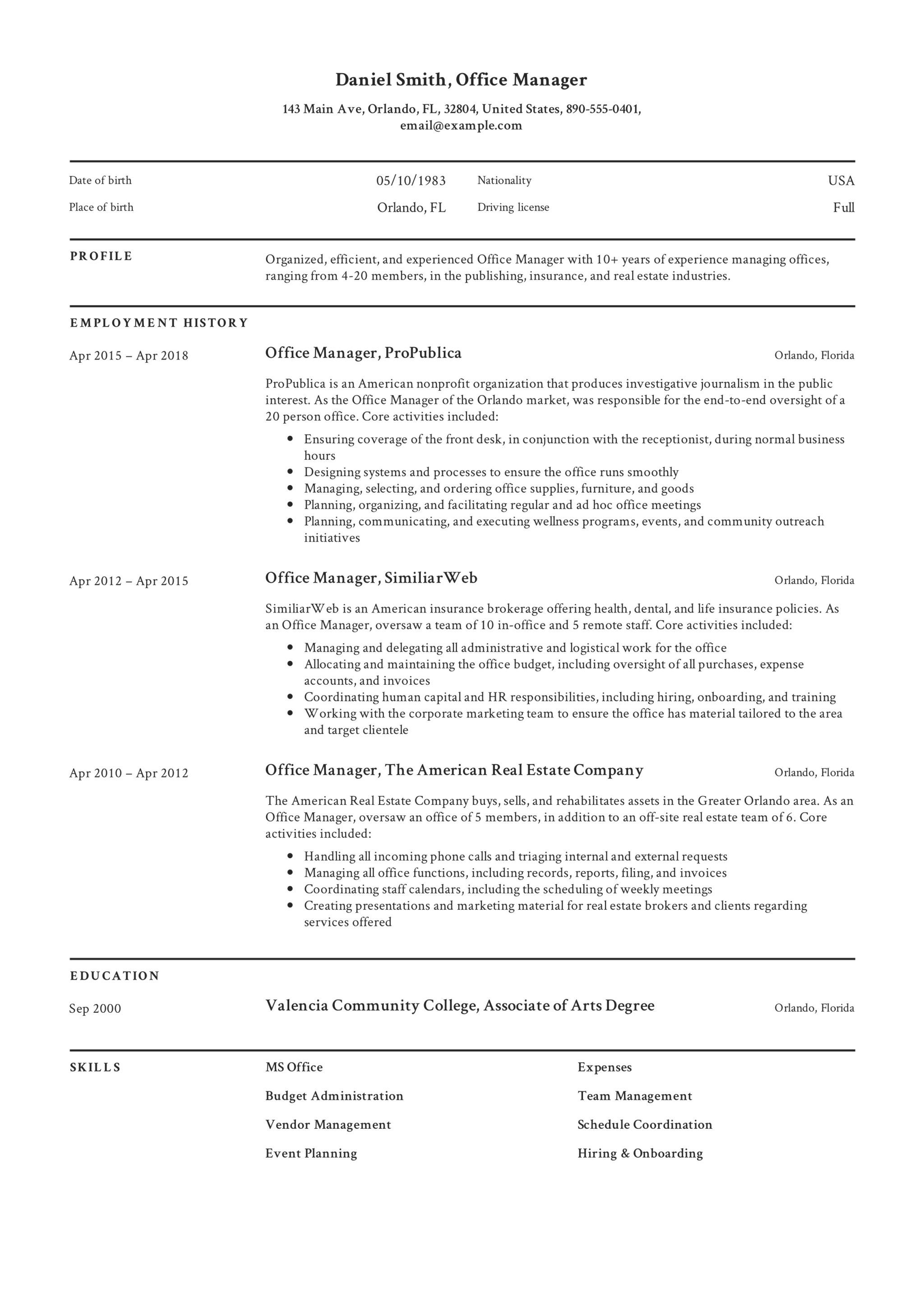 resume summary examples manager