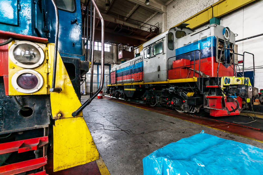 locomotive is in depot for repairs