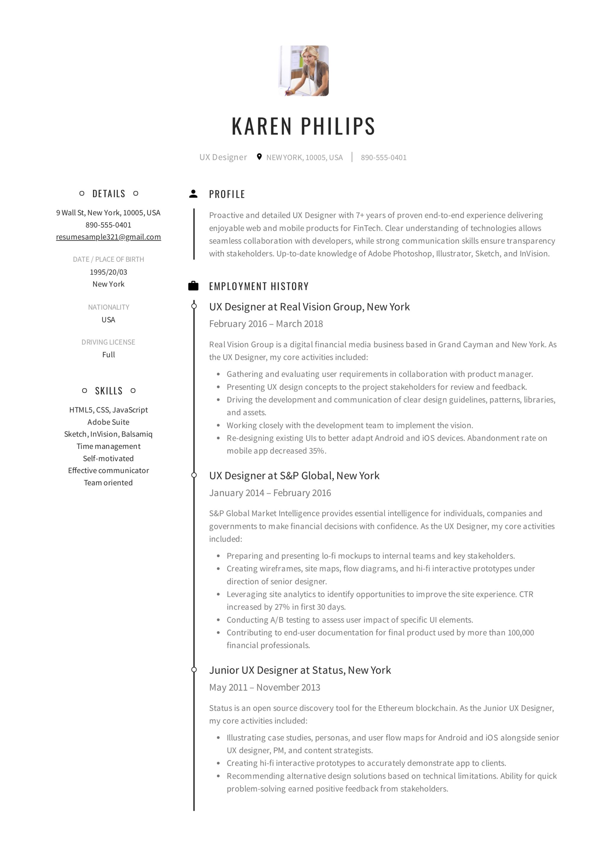 12 ux designer resume sample  s