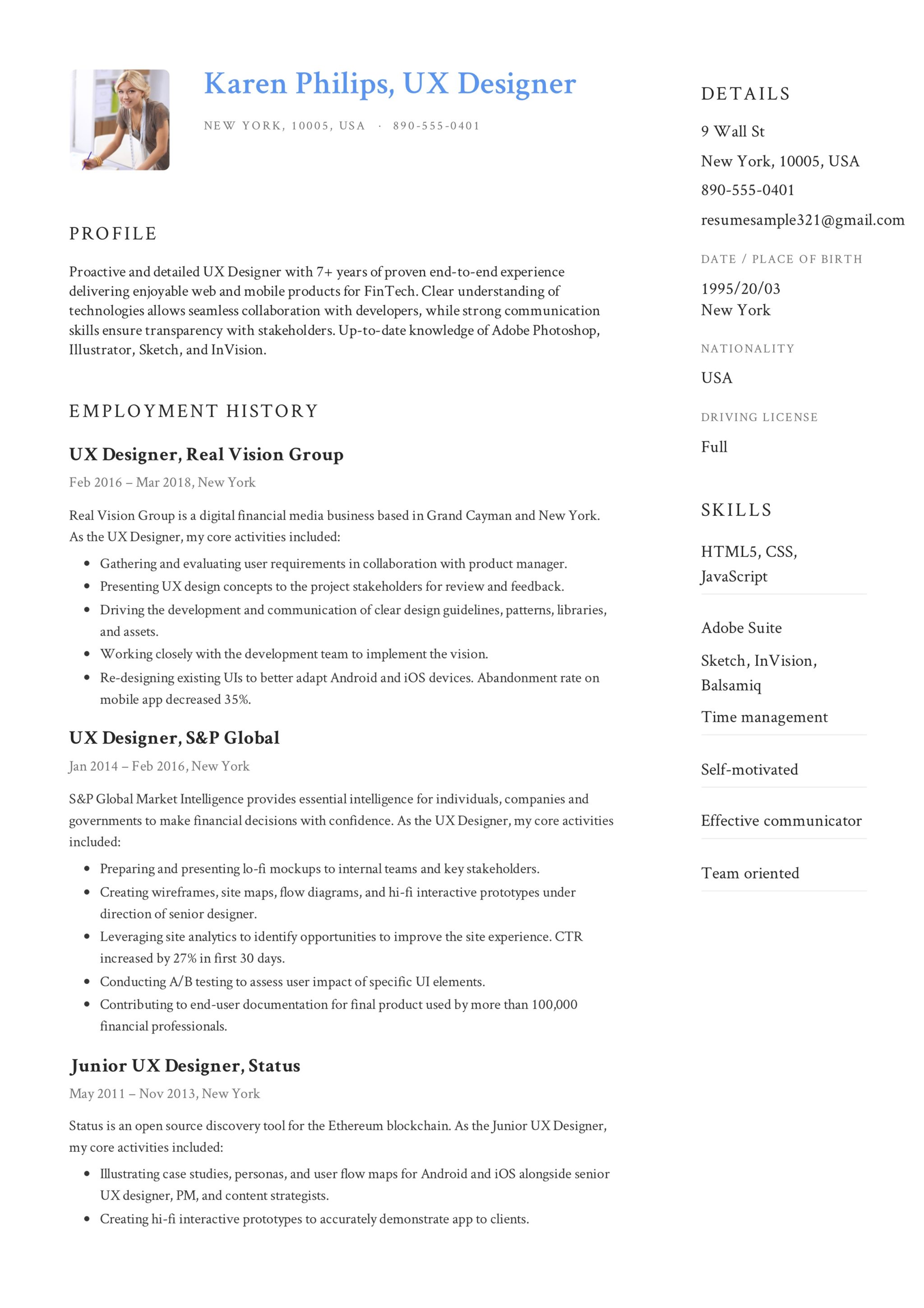 12 ux designer resume sample  s