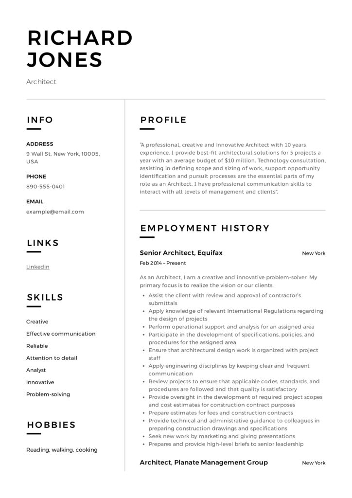 architect resume  u0026 writing guide