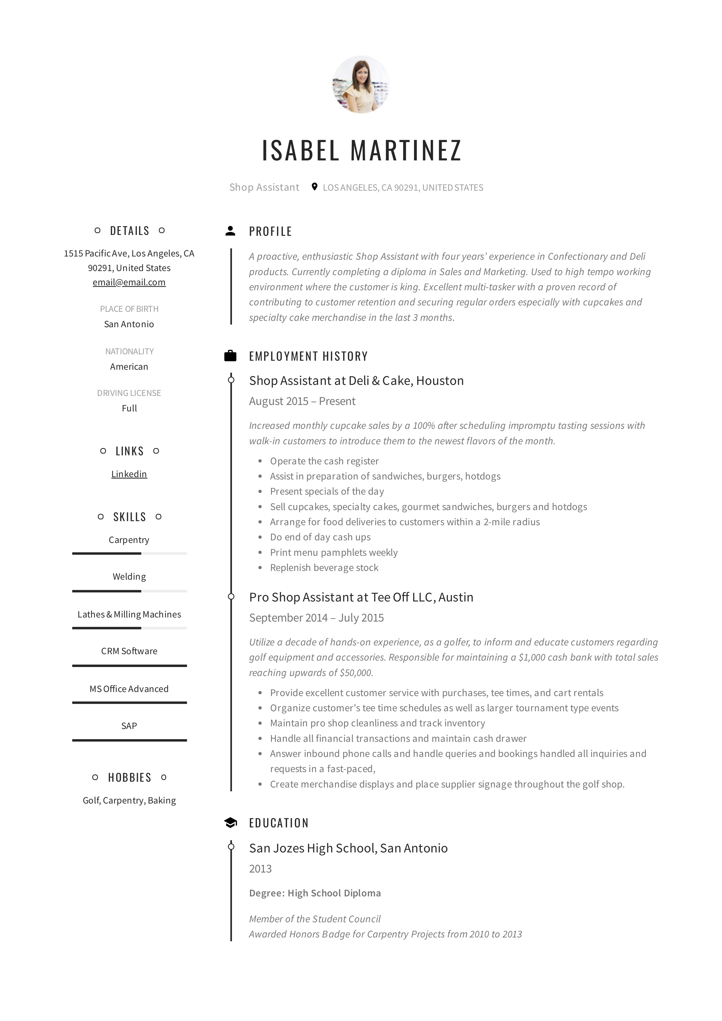 shop assistant resume example  u0026 writing guide