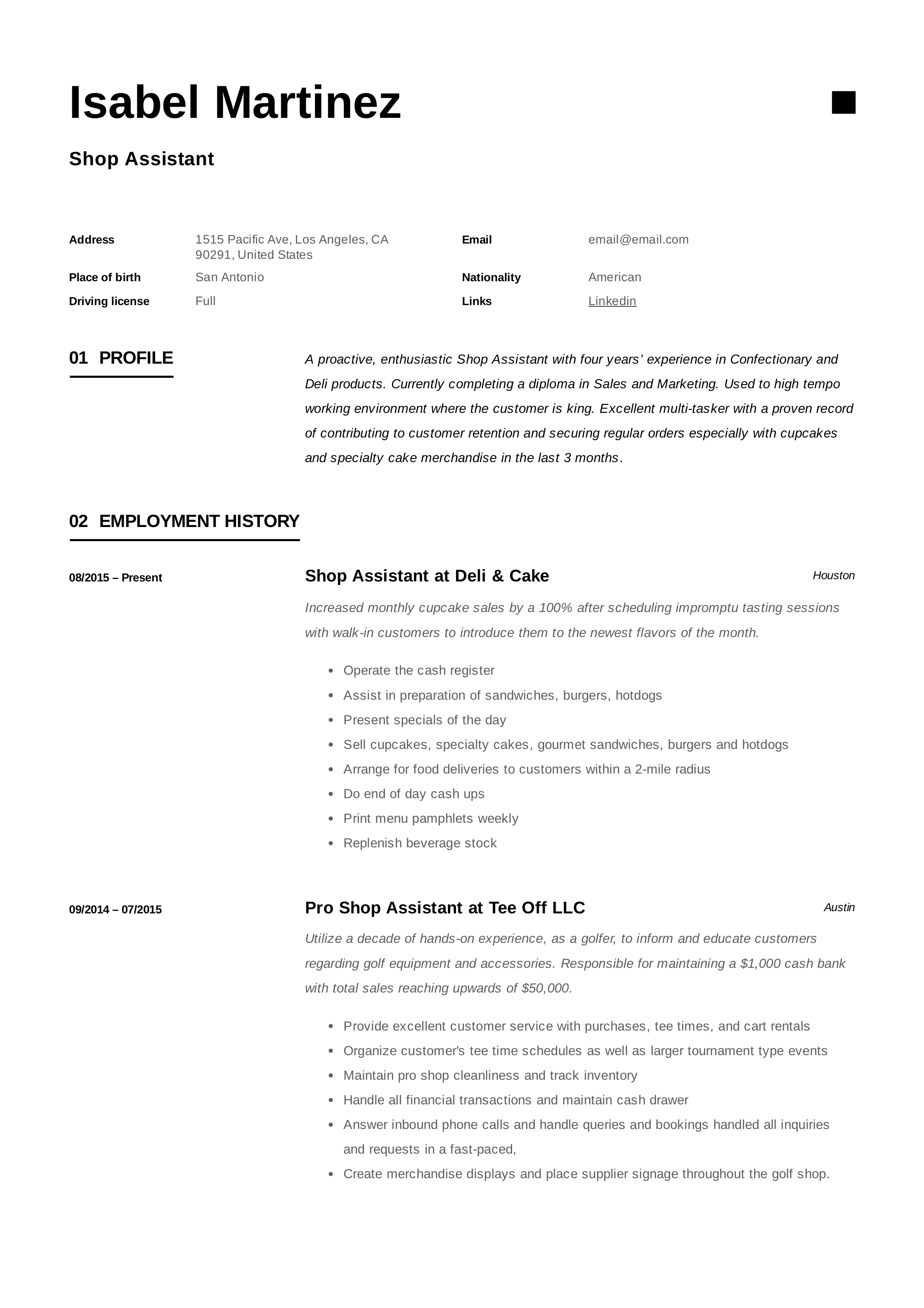 shop assistant resume example  u0026 writing guide