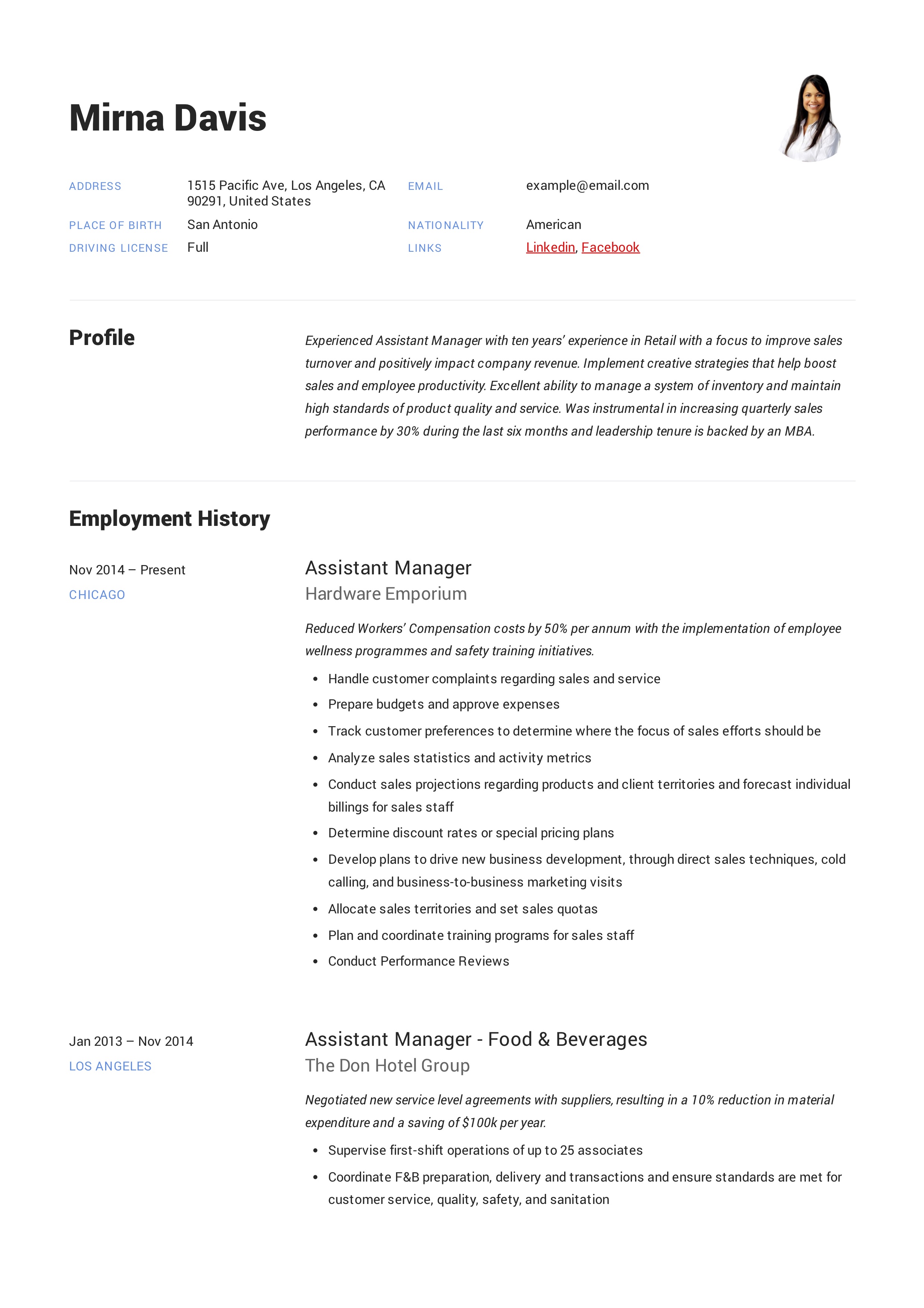 assistant manager resume  u0026 writing guide