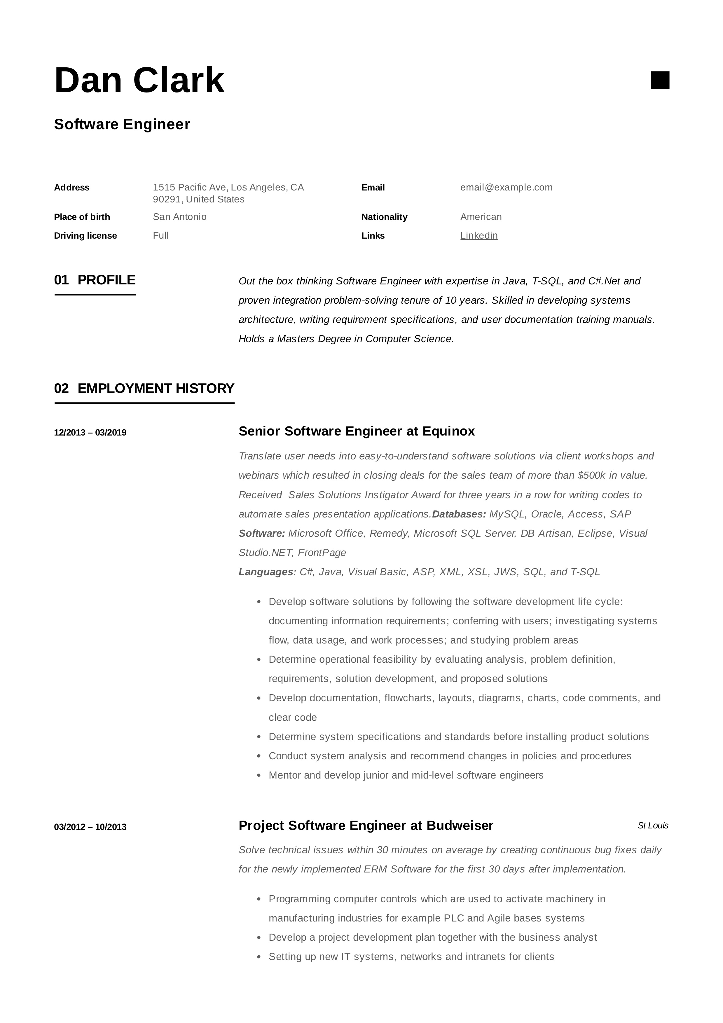 Software Engineer Modern Design Resume