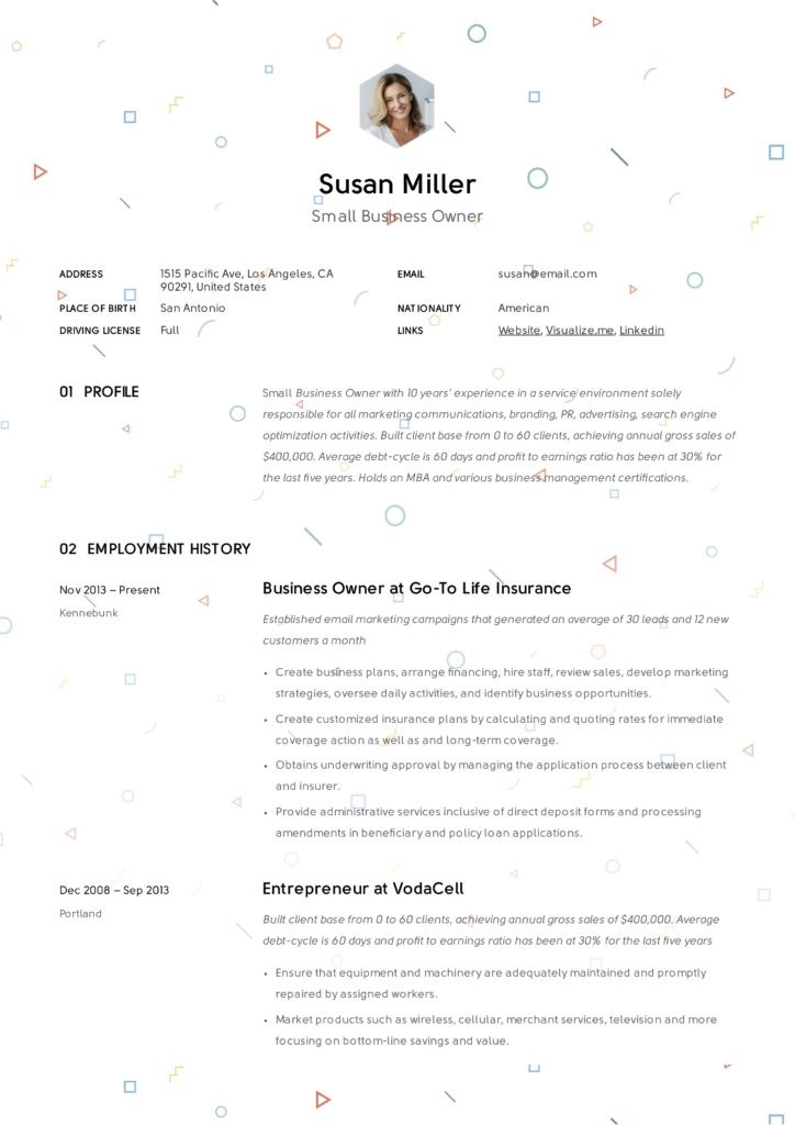 Small Business Owner Resume