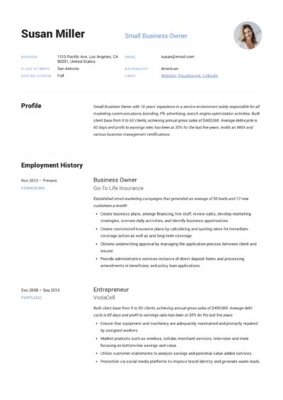 small business owner resume guide