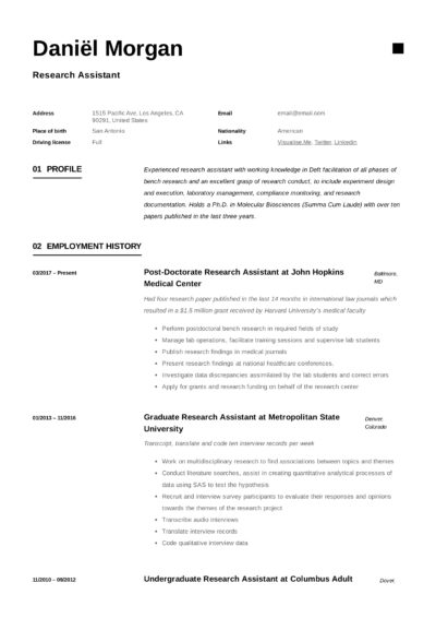 Research Assistant Resume
