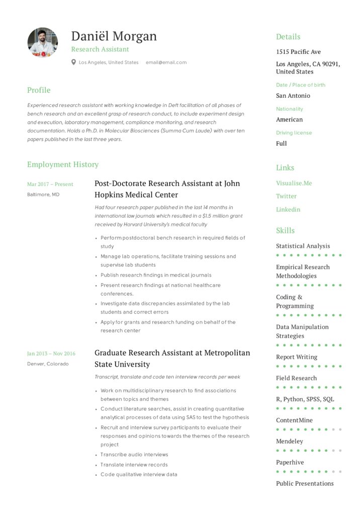 Research Assistant Sample Resume