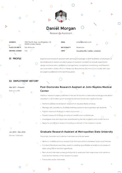 Research Assistant Creative Resume