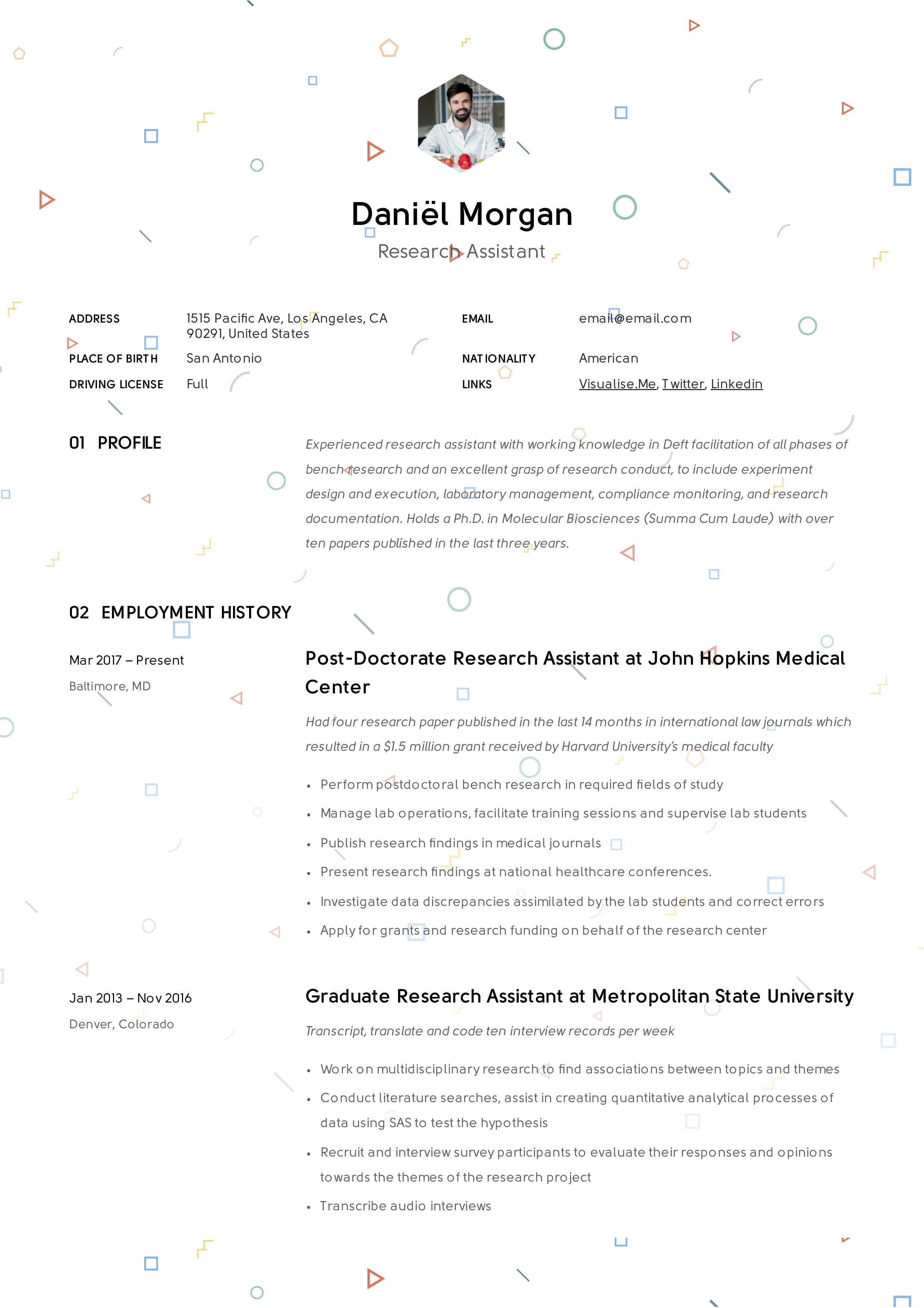 Research Assistant Creative Resume