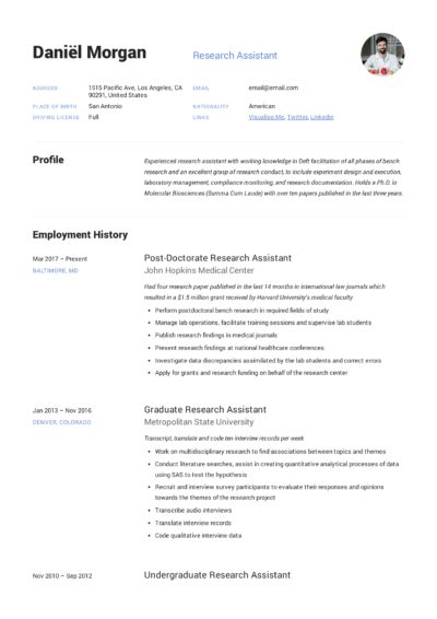 Research Assistant Resume