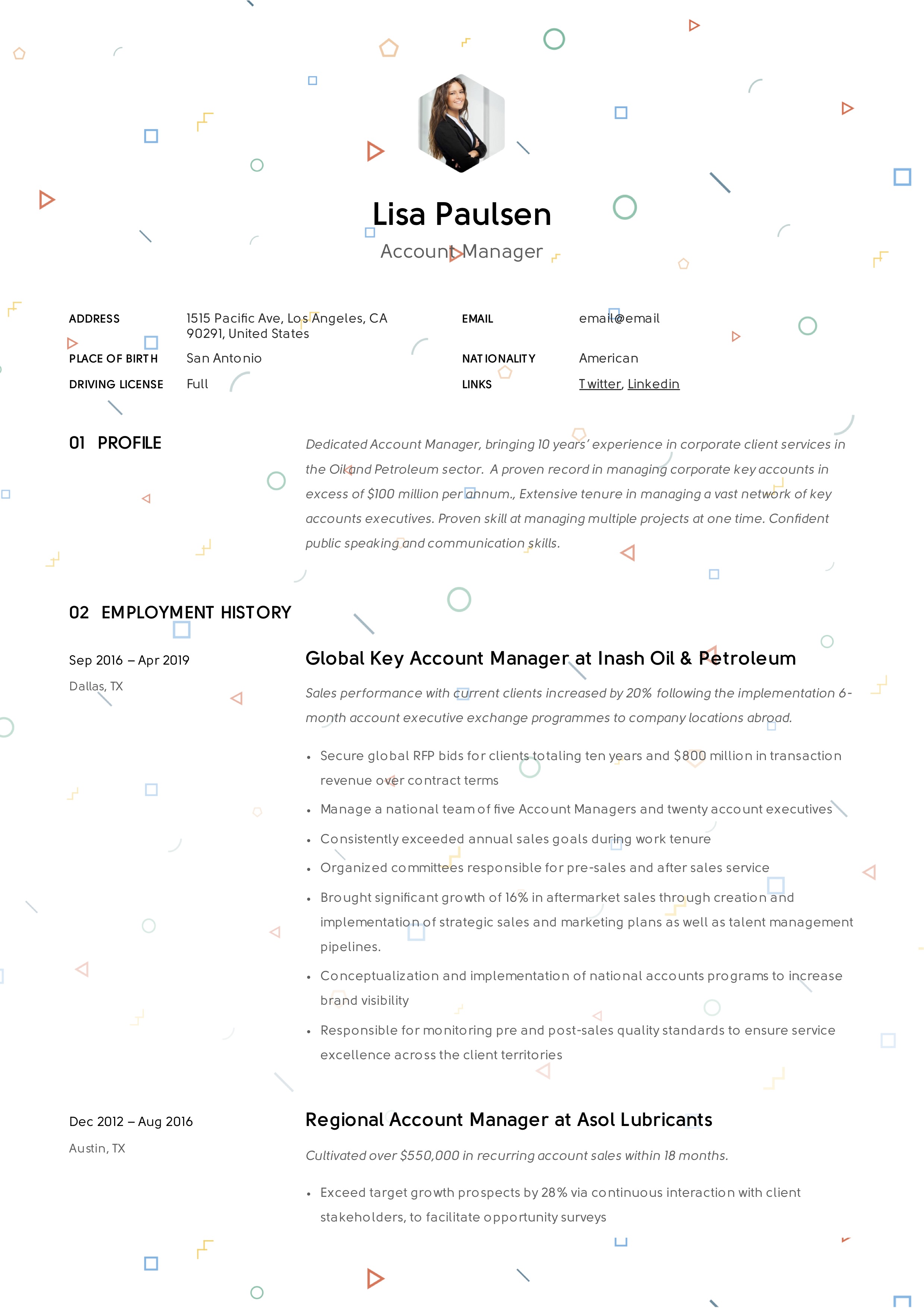 Account manager creative resume sample