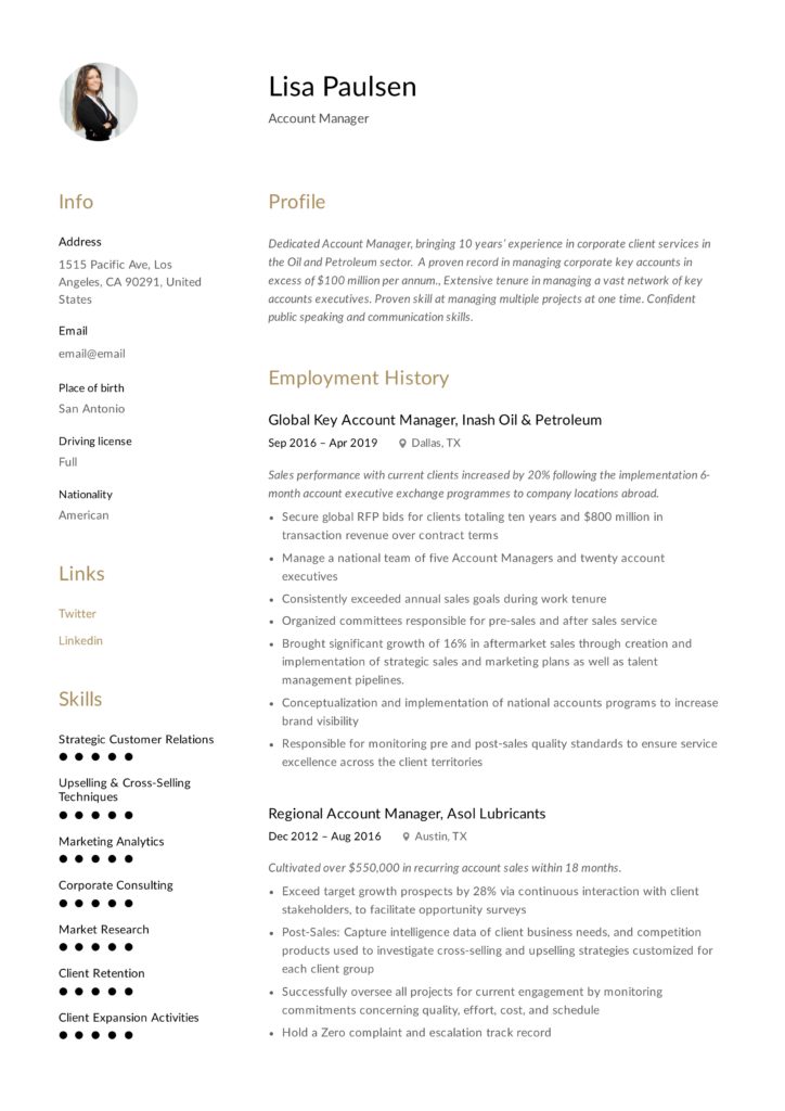 Account manager sample resume