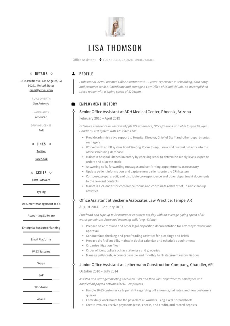 Creative Office Assistant Resume