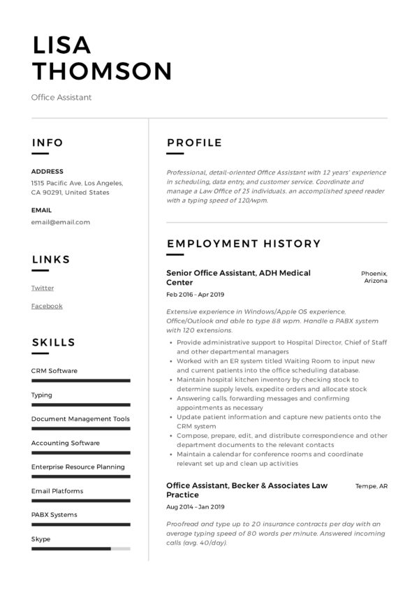 Modern Office Assistant Resume