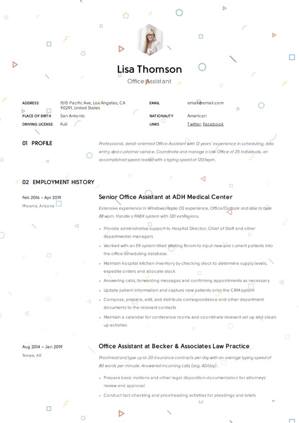 Office Assistant Creative Resume