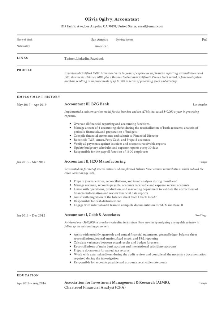 Accountant Resume