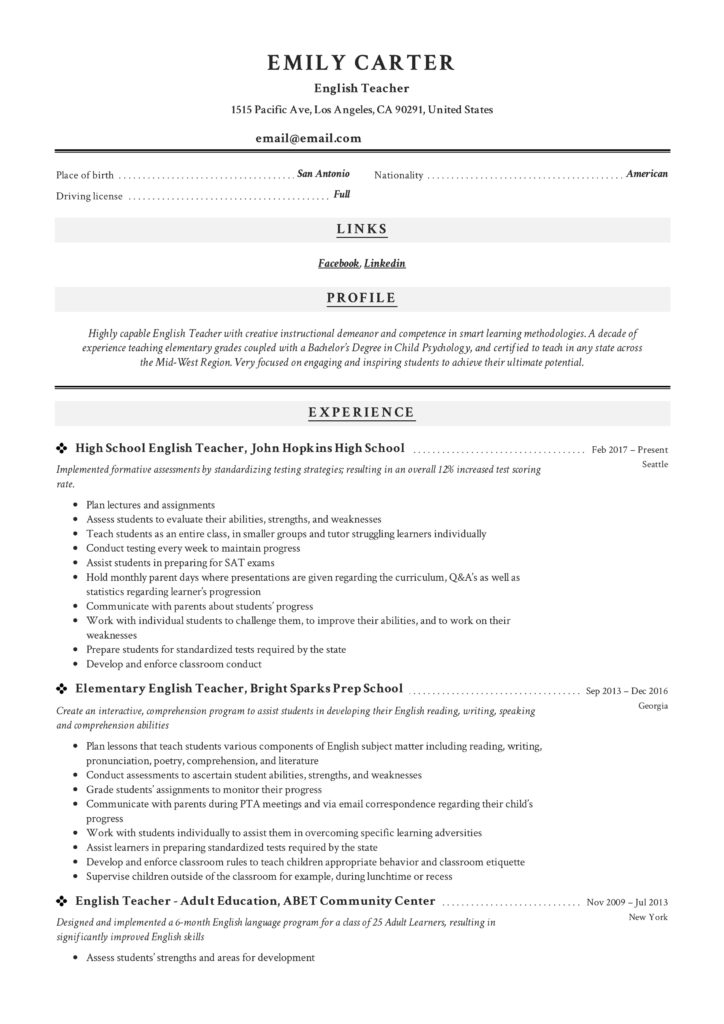 Professional Resume Sample pdf