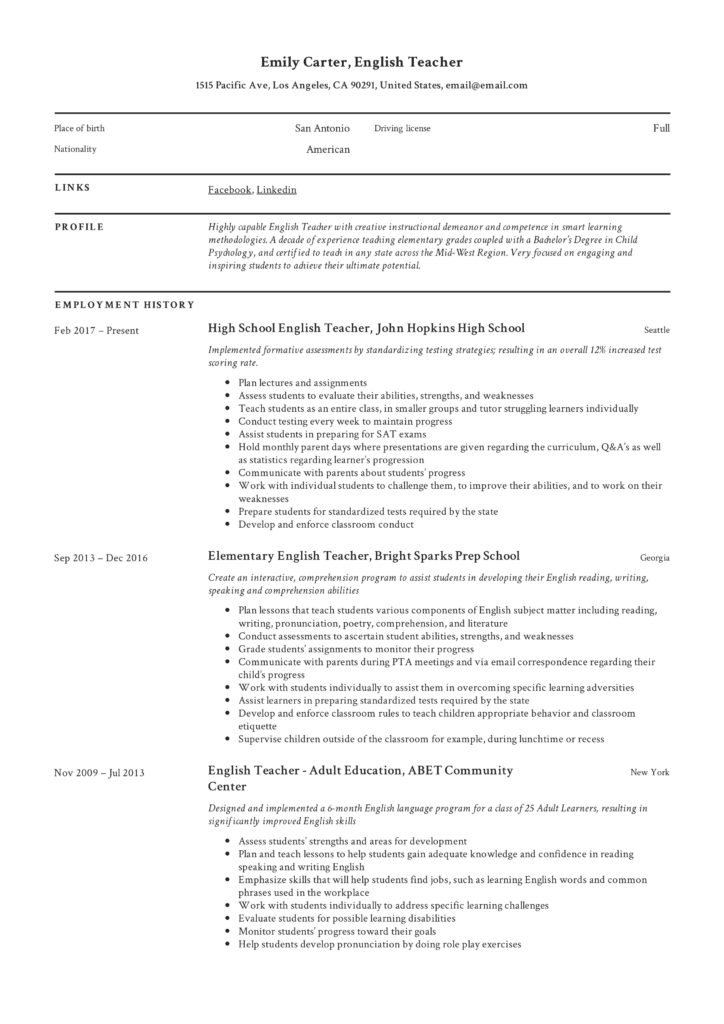 resume sample pdf