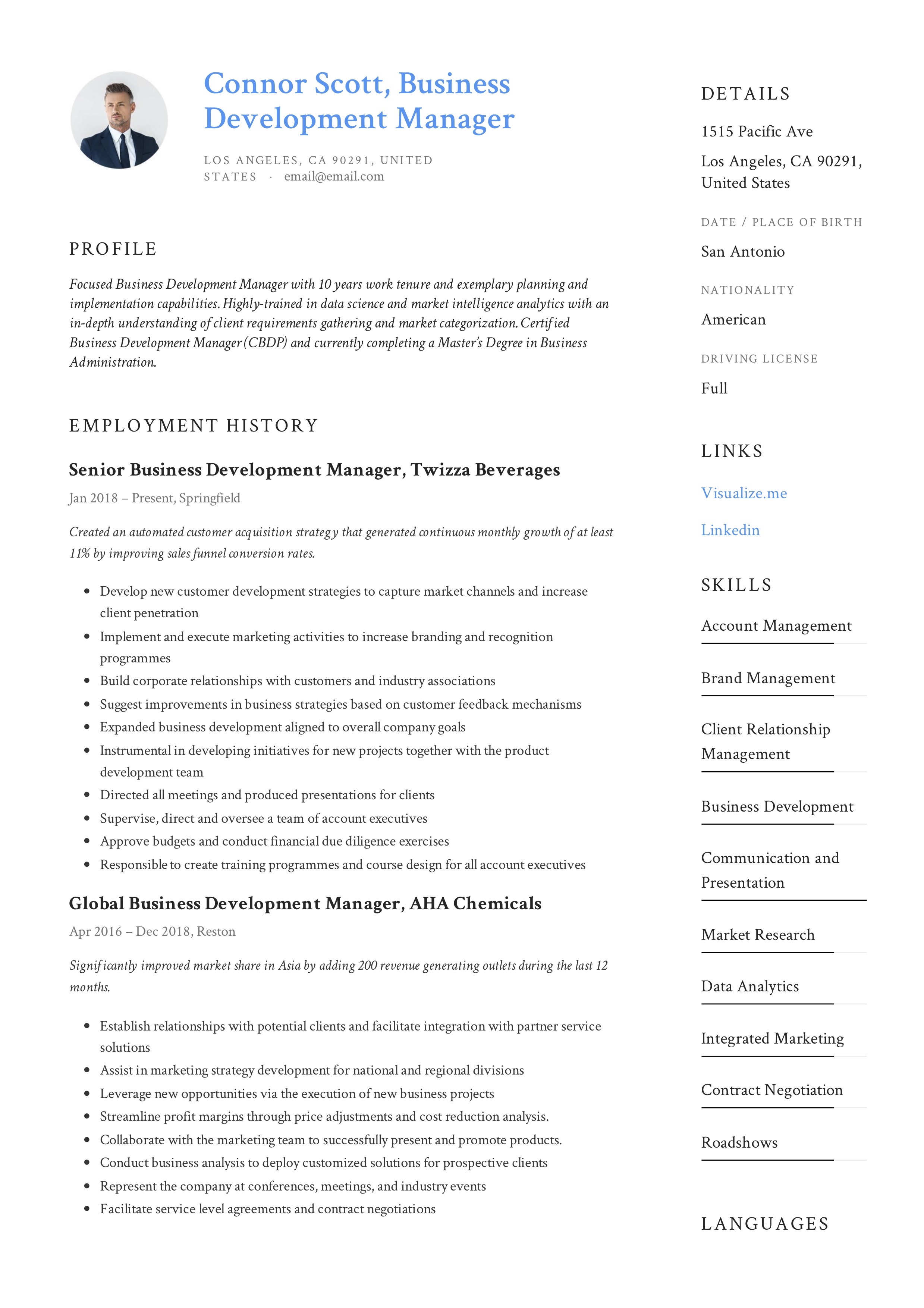 Business Manager Resume Examples