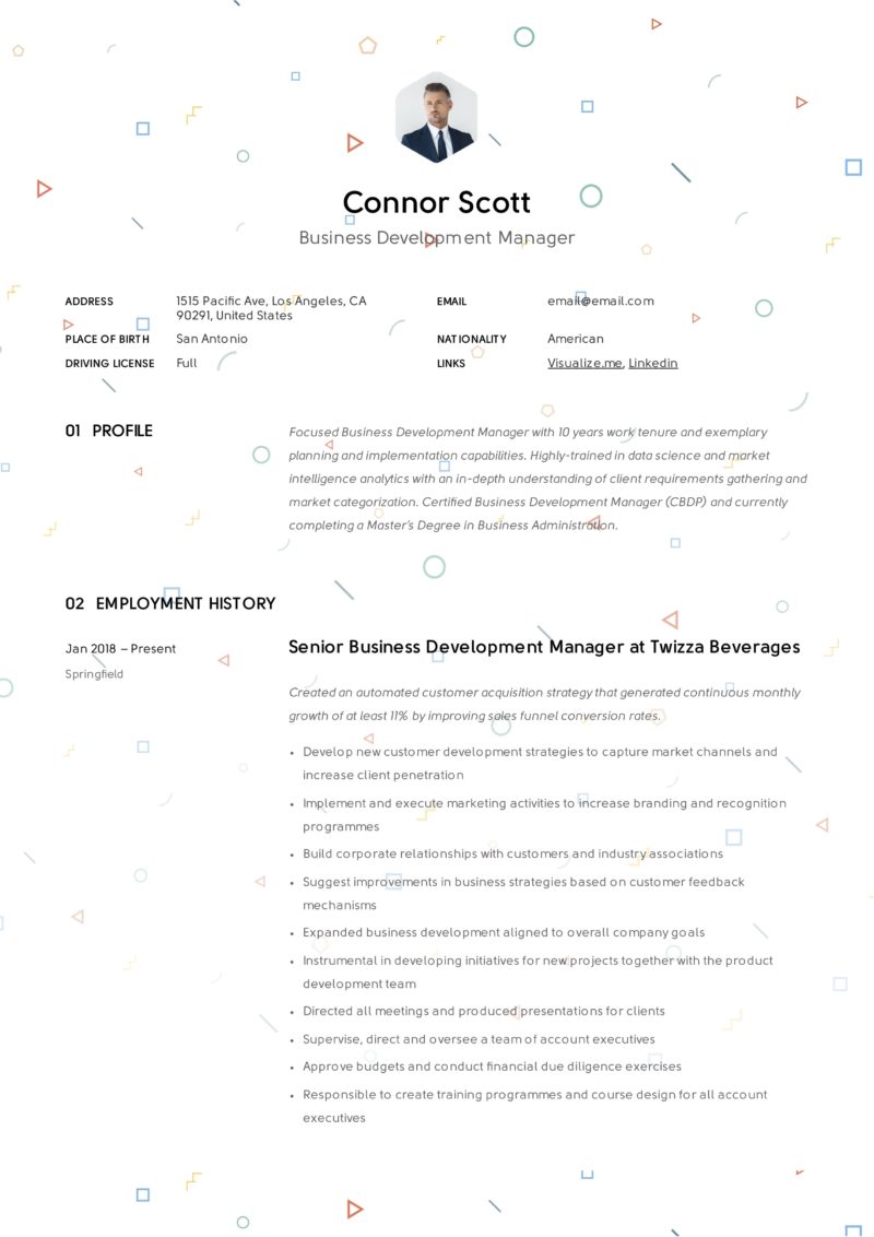 Creative Business Development Manager Resume