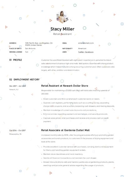 Retail Assistant Resume Example 7
