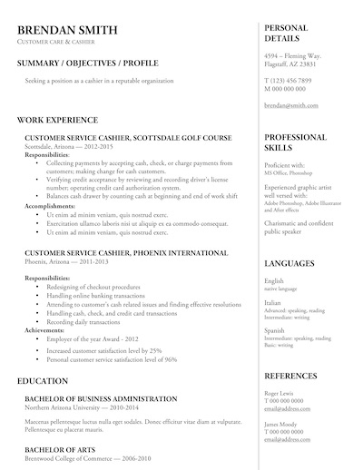 resume sample word