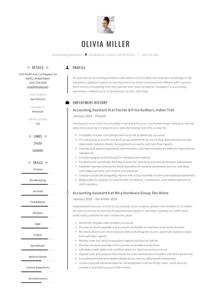 Account Assistant Resume