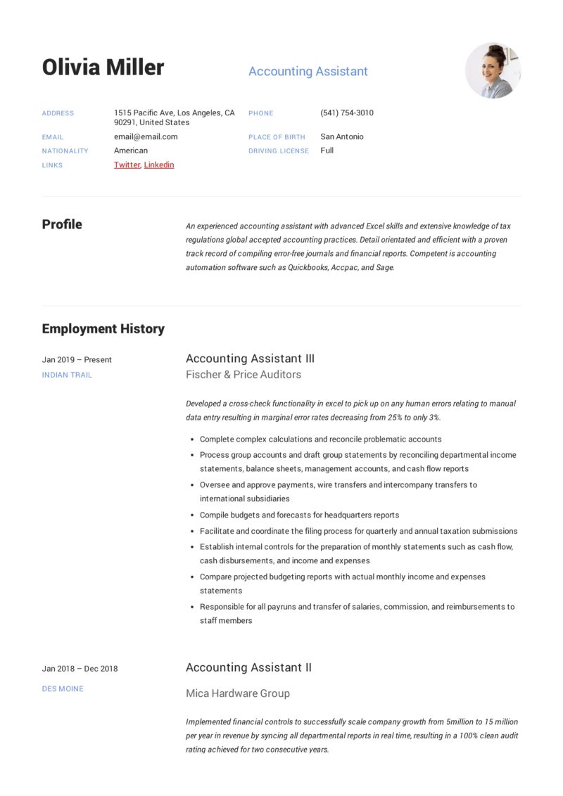 Account Assistant CV