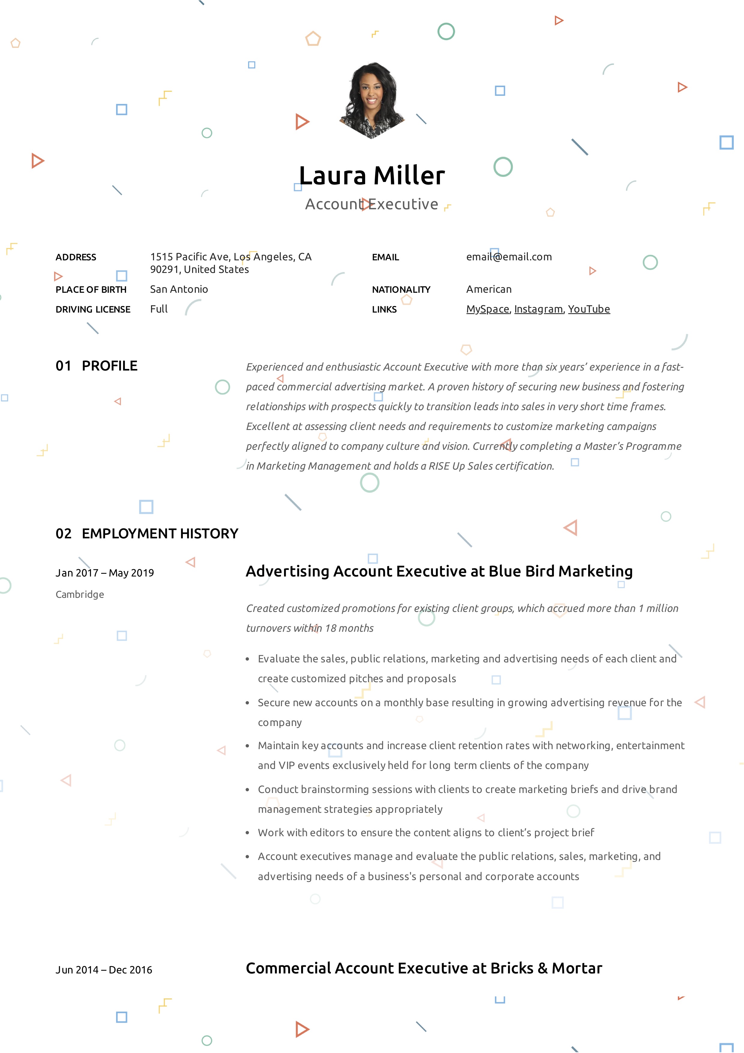 Creative Resume Example Account Executive