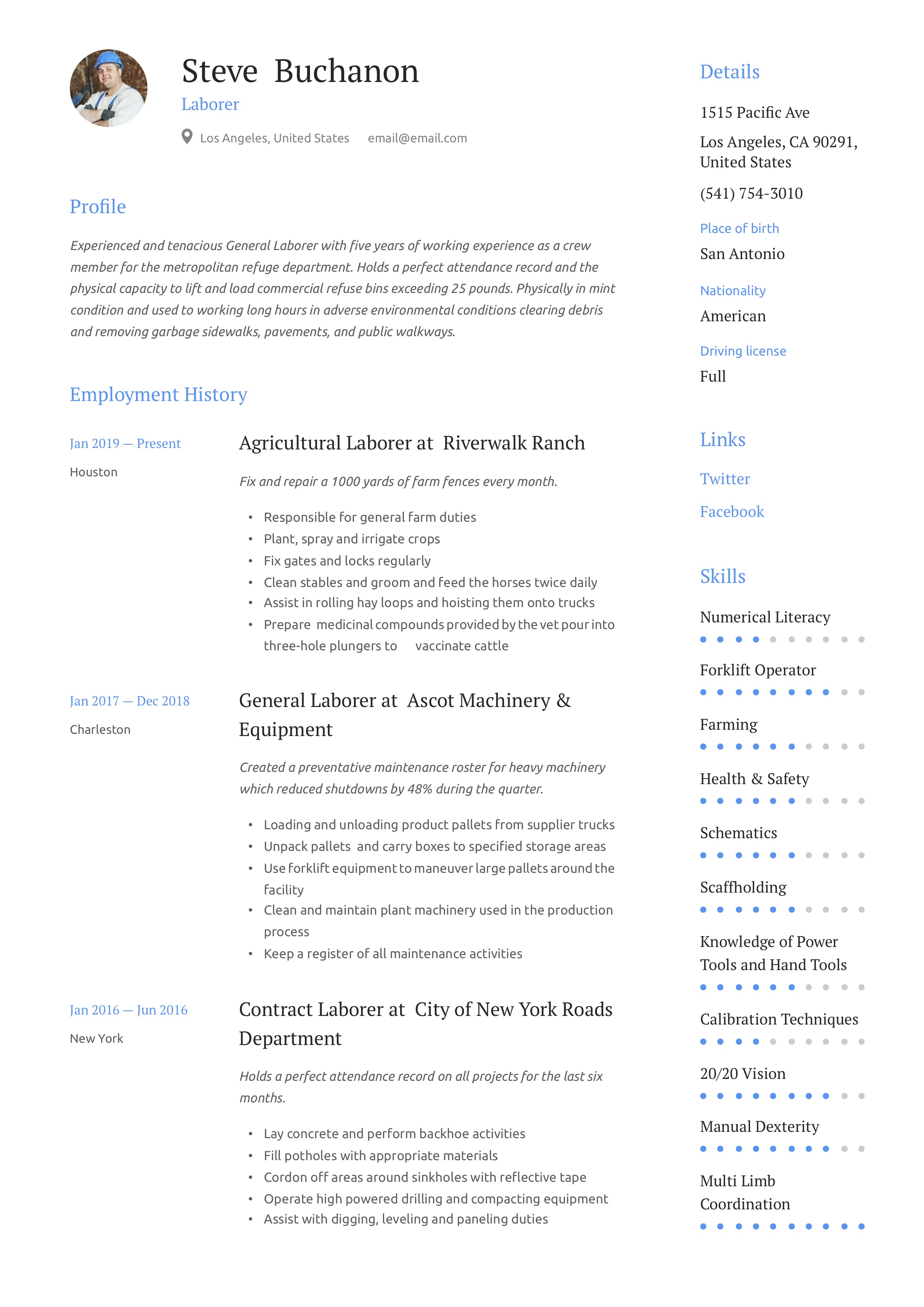 General Laborer Resume & Writing Guide  +12 Free Templates  2019