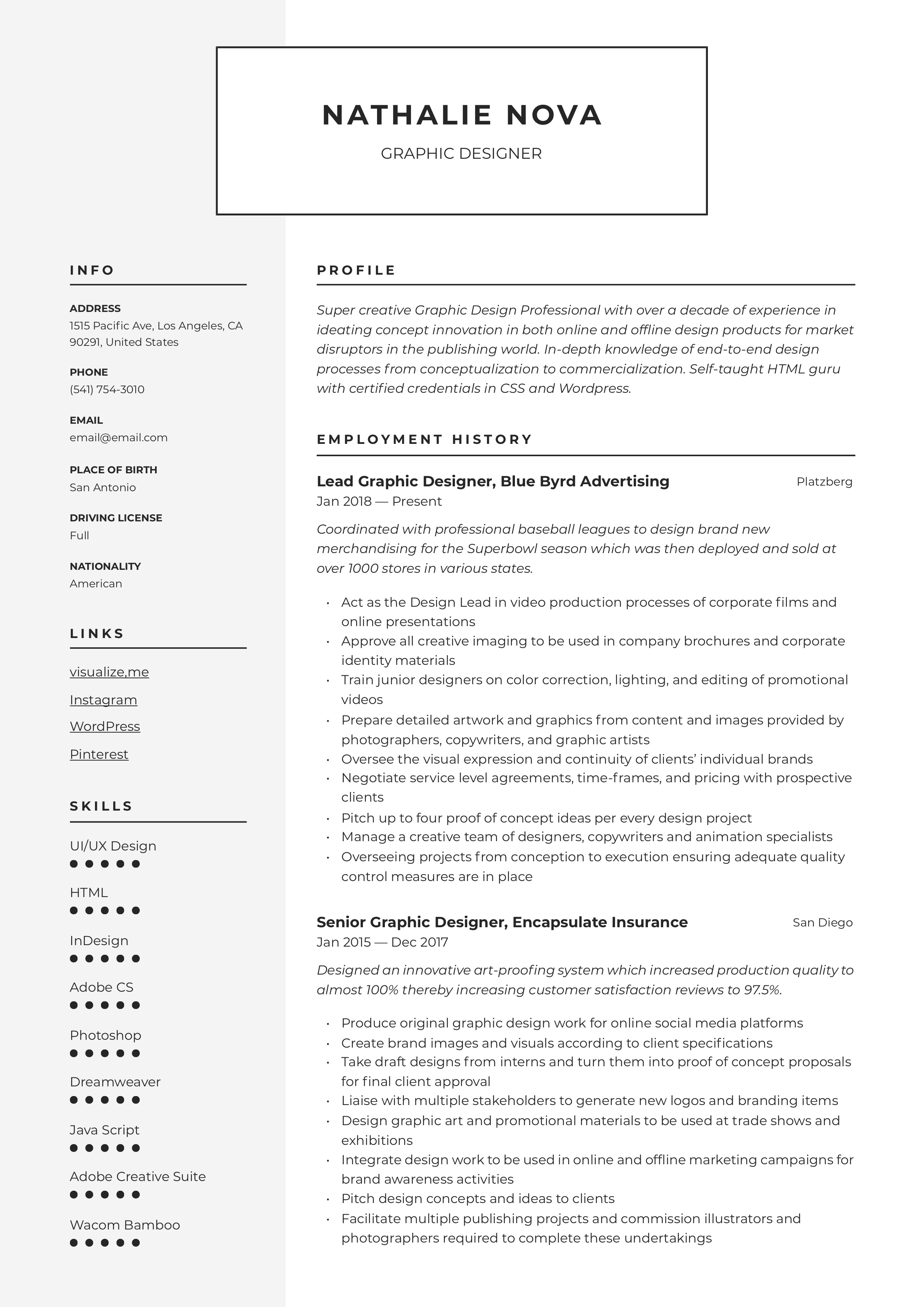 Resume Template Graphic Designer