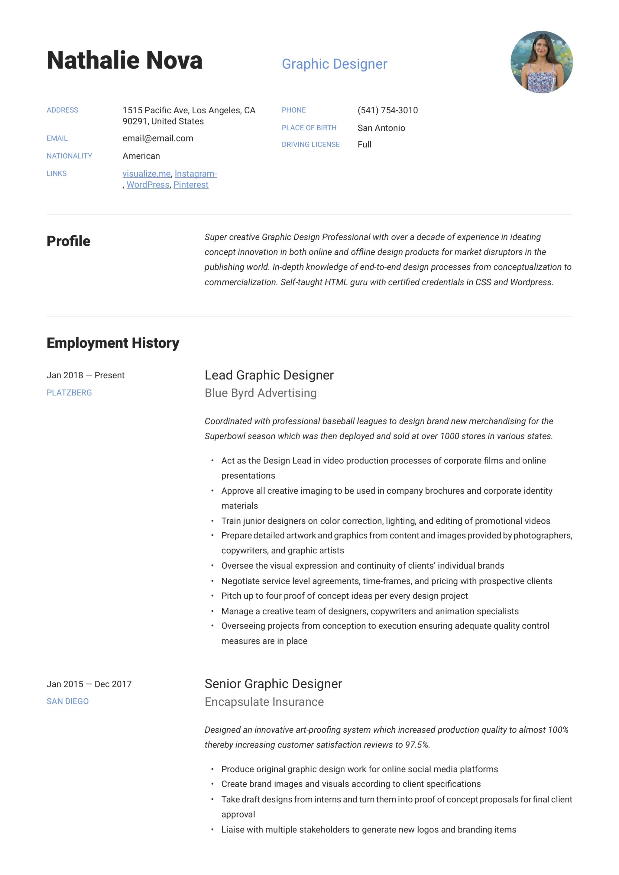 Resume Sample Designer