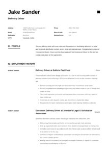 Resume Template Delivery Driver