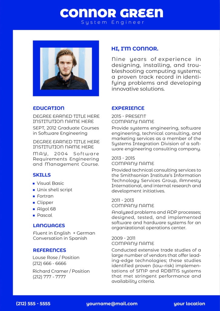 blue MS Word resume