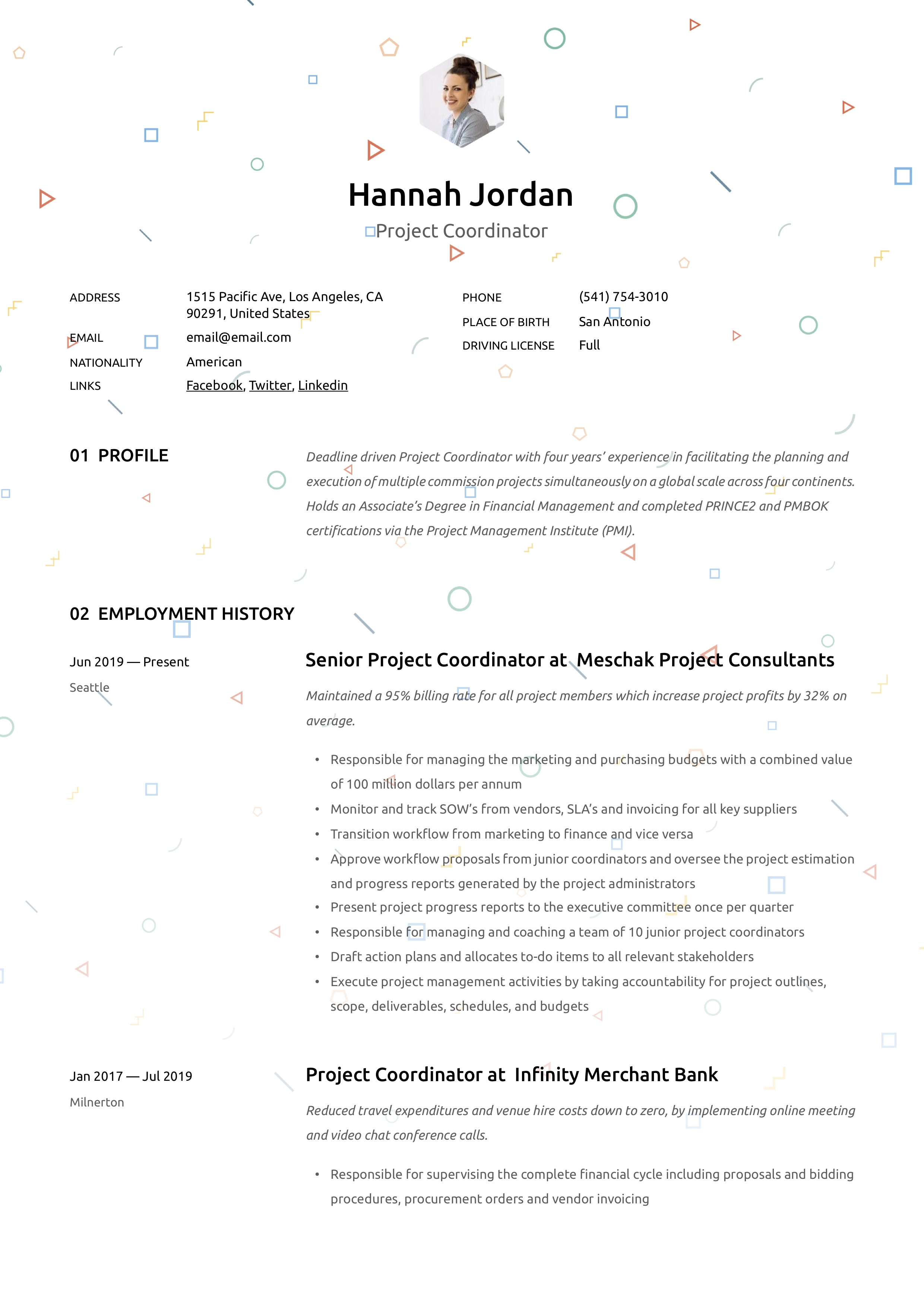 Resume Project Coordinator