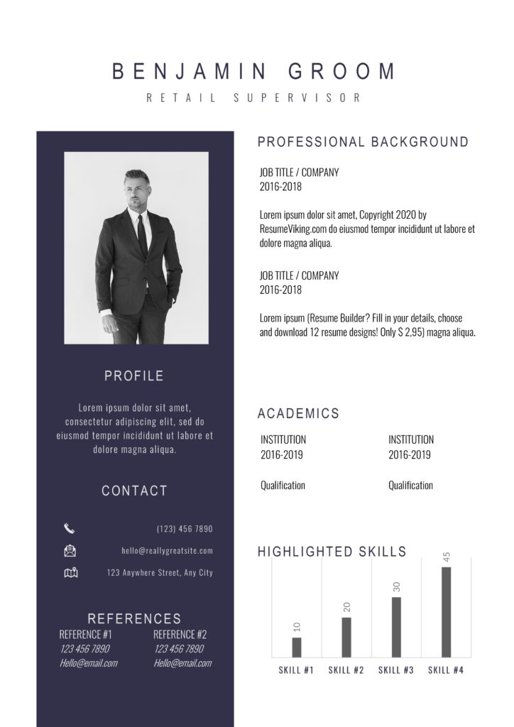 Two tone formal design resume template with photo