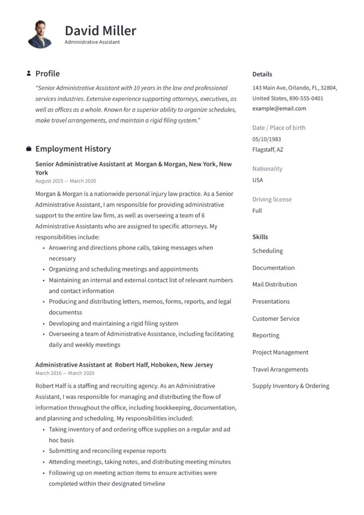 Administrative assistant resume