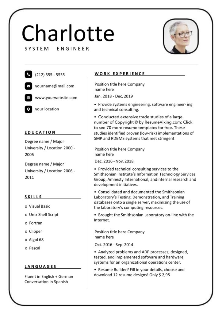 free Word resume template